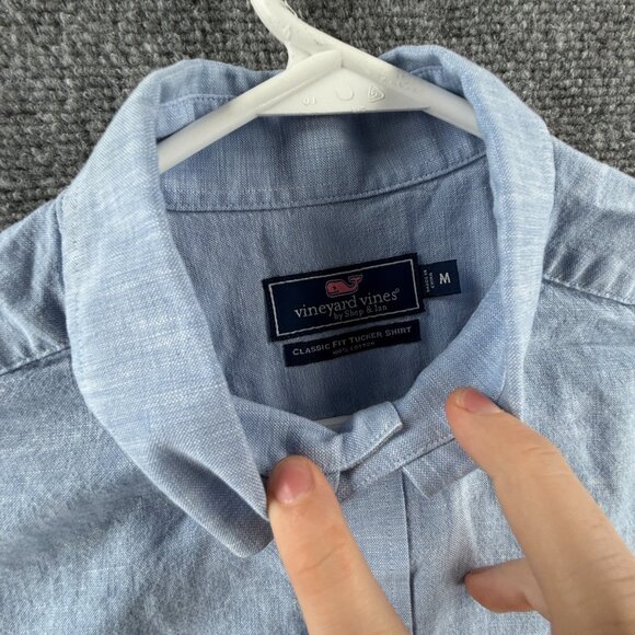 Vineyard Vines Short Sleeve Classic Fit Tucker Button-Down Medium Cotton Blue - Picture 8 of 11